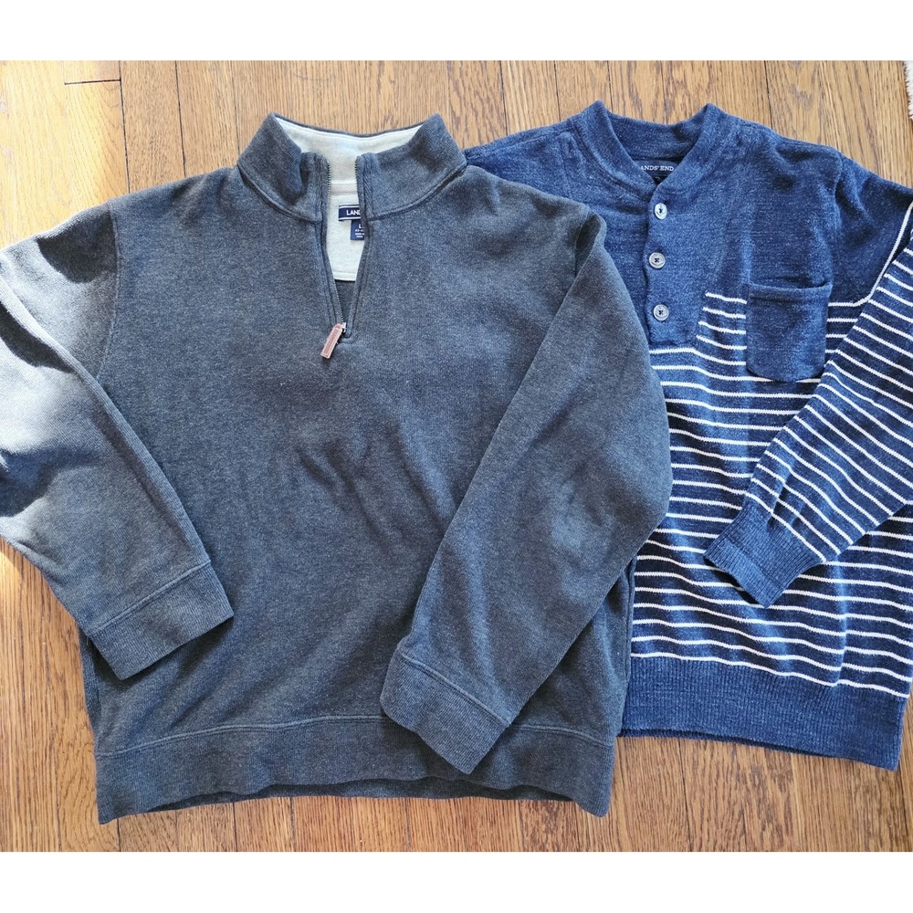 Bundle of Two Men's Sweaters Lands End Size L Cotton
